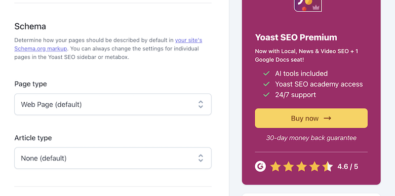 Yoast schema types