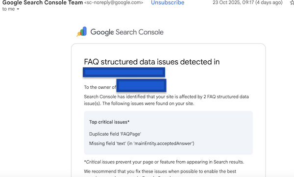 Duplicate field 'faqpage'